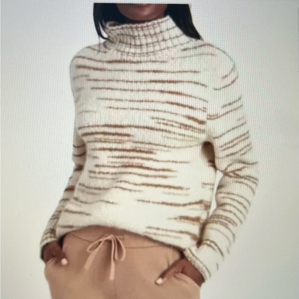 Banana Republic Cream and Brown Turtleneck Sweater